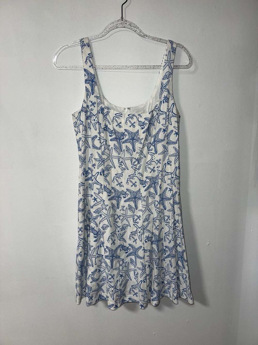 Avec Les Filles Blue and White Starfish Anchor Print Mini Dress Size 8